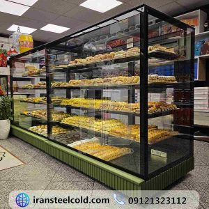ویترین شیرینی خشک تمام شیشه شیرینی وانیک